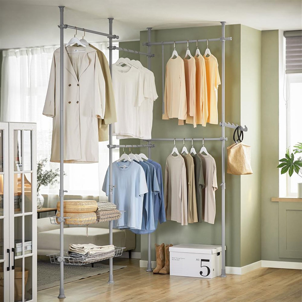 SOBUY SoBuy - Portemanteau Sur Pied à deux étagères - Fonctionnel - KLS04-II