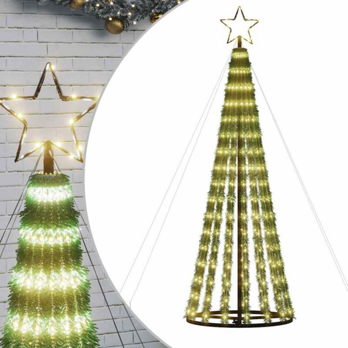 VIDAXL Sapin de Noël à LED 275 LED blanc chaud 180 cm