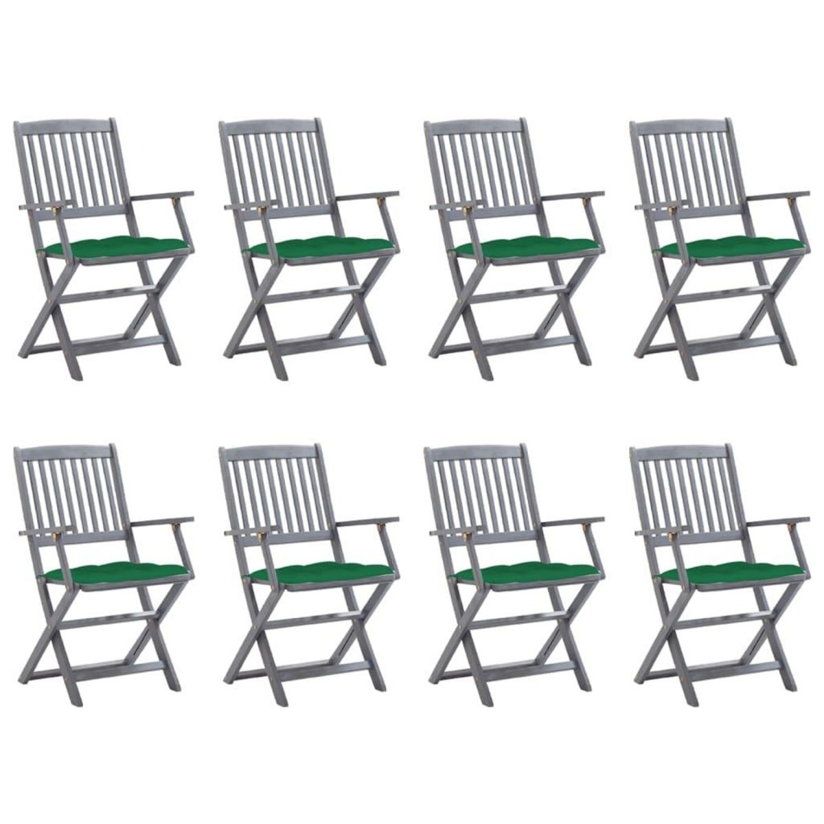 VIDAXL Chaises pliables d'exterieur lot de 8 et coussins Bois d'acacia
