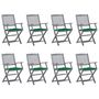 Voir la diapositive 1 : VIDAXL Chaises pliables d'exterieur lot de 8 et coussins Bois d'acacia