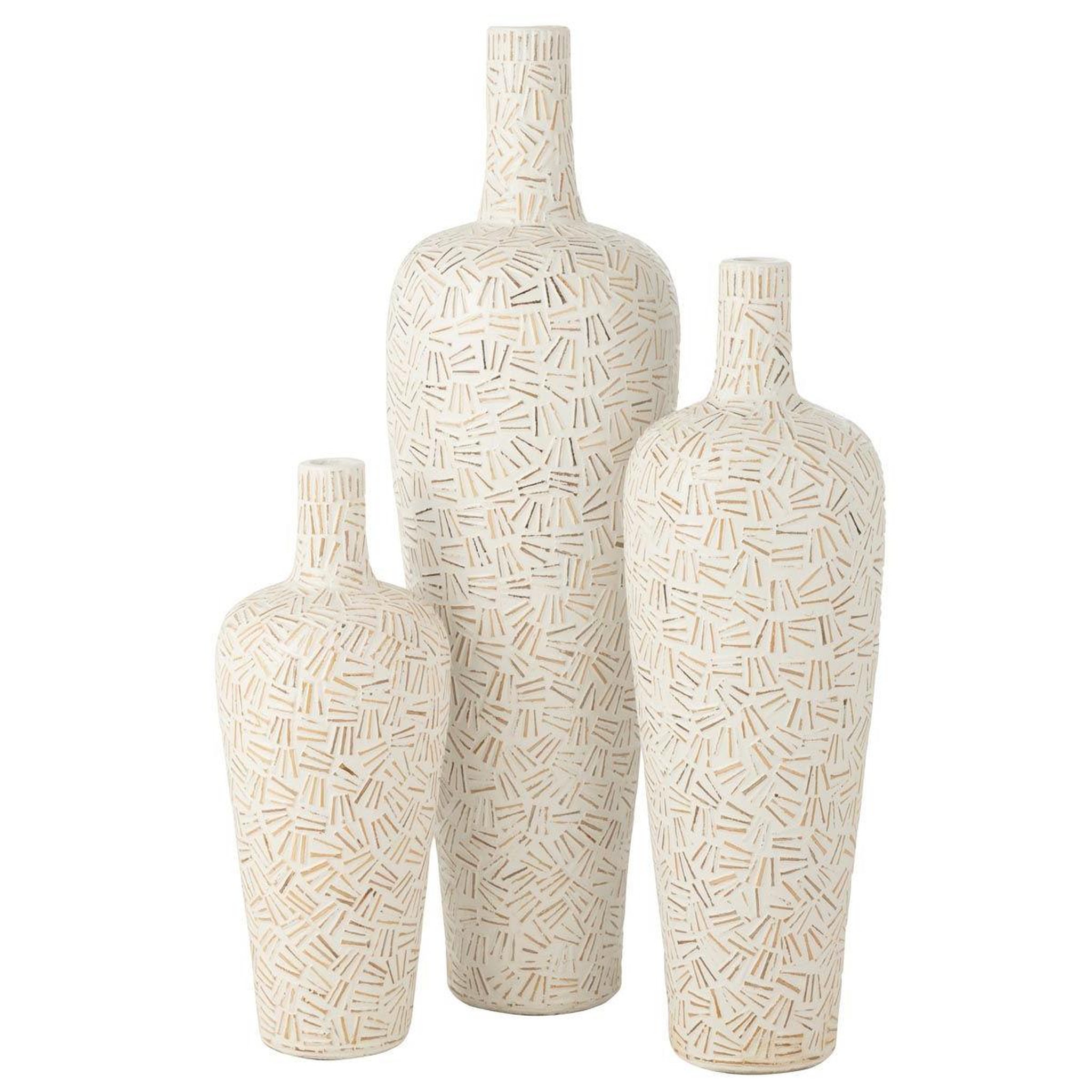 Voir la diapositive 2 : J-LINE Vase déco en ciment  lauwra  100cm blanc