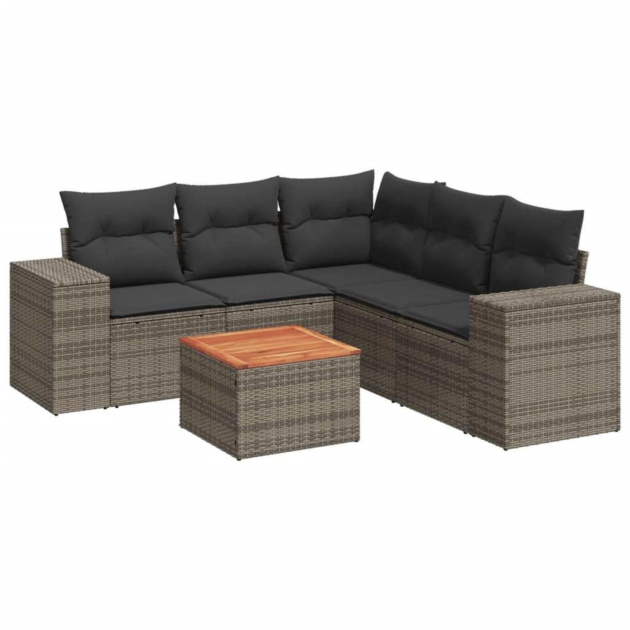 Voir la diapositive 2 : VIDAXL Salon de jardin 6 pcs avec coussins gris resine tressee