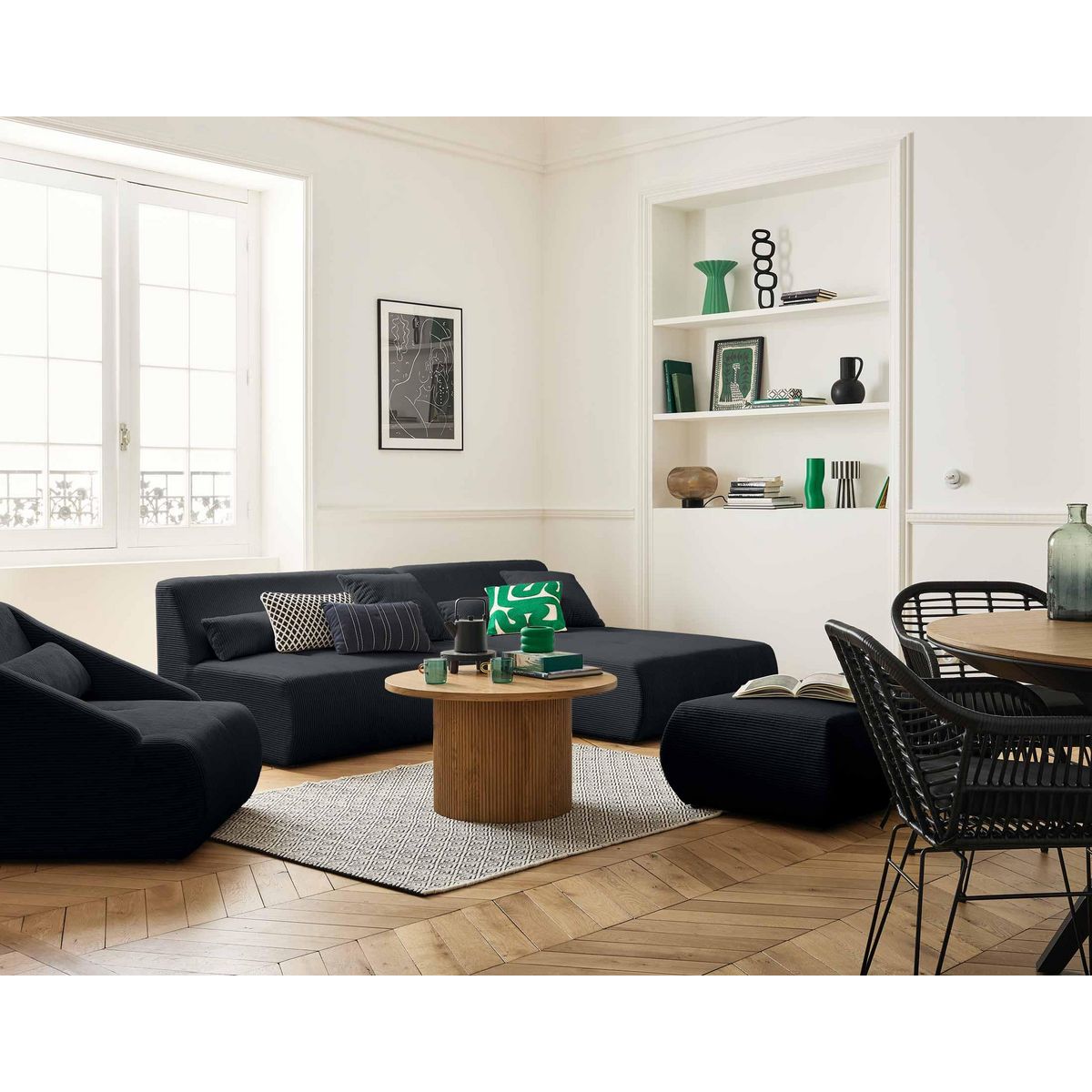 LISA DESIGN Onyx - canapé modulable d'angle réversible 4 places - en velours côtelé