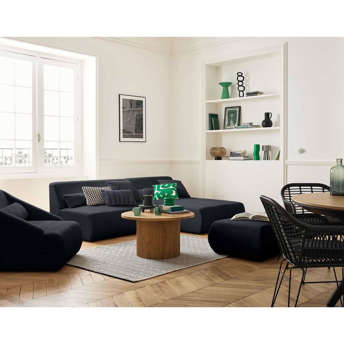 LISA DESIGN Onyx - canapé modulable d'angle réversible 4 places - en velours côtelé