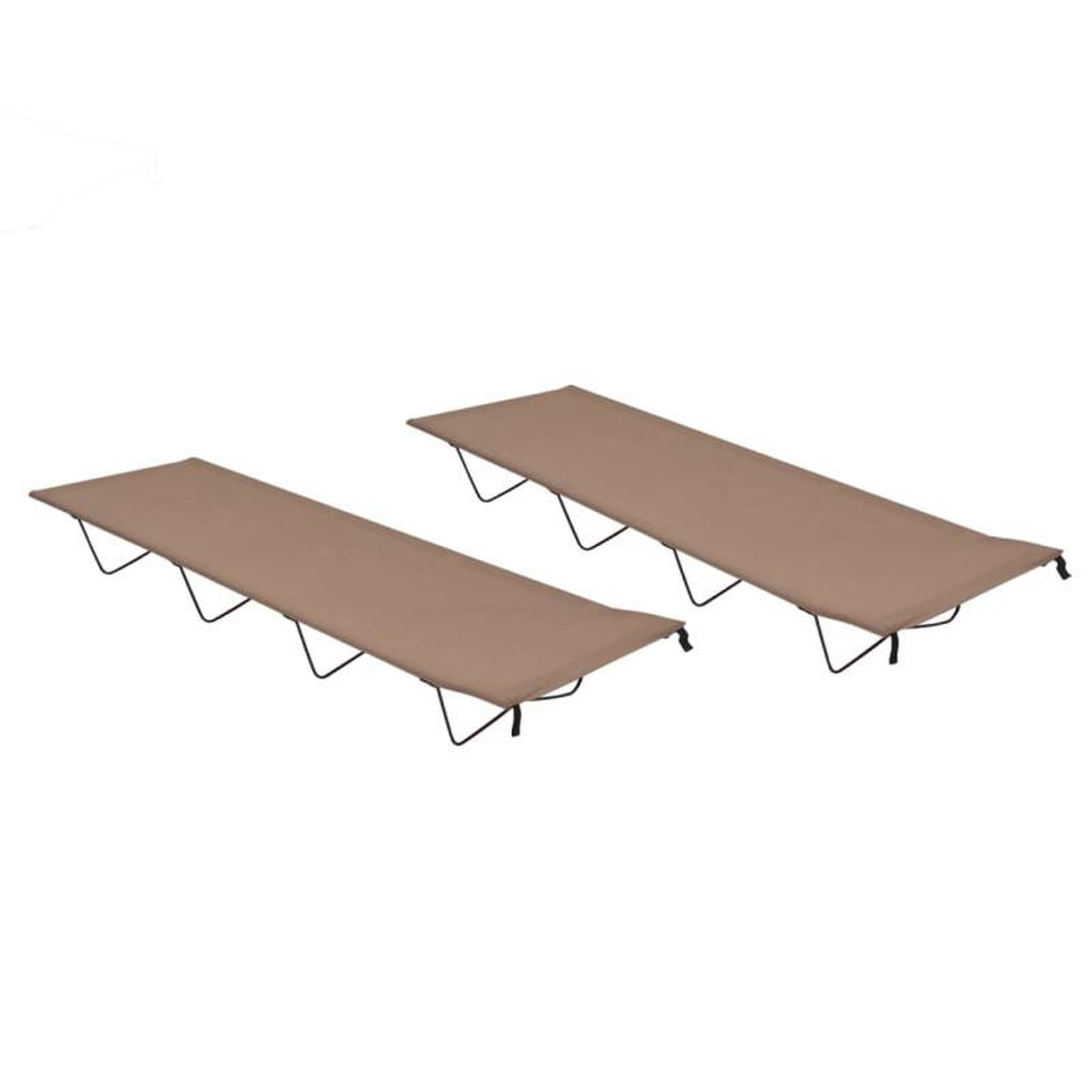 Voir la diapositive 1 : VIDAXL Lits de camping 2 pcs 180x60x19 cm Tissu Oxford et acier Taupe