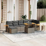 VIDAXL Salon de jardin 8 pcs avec coussins gris resine tressee