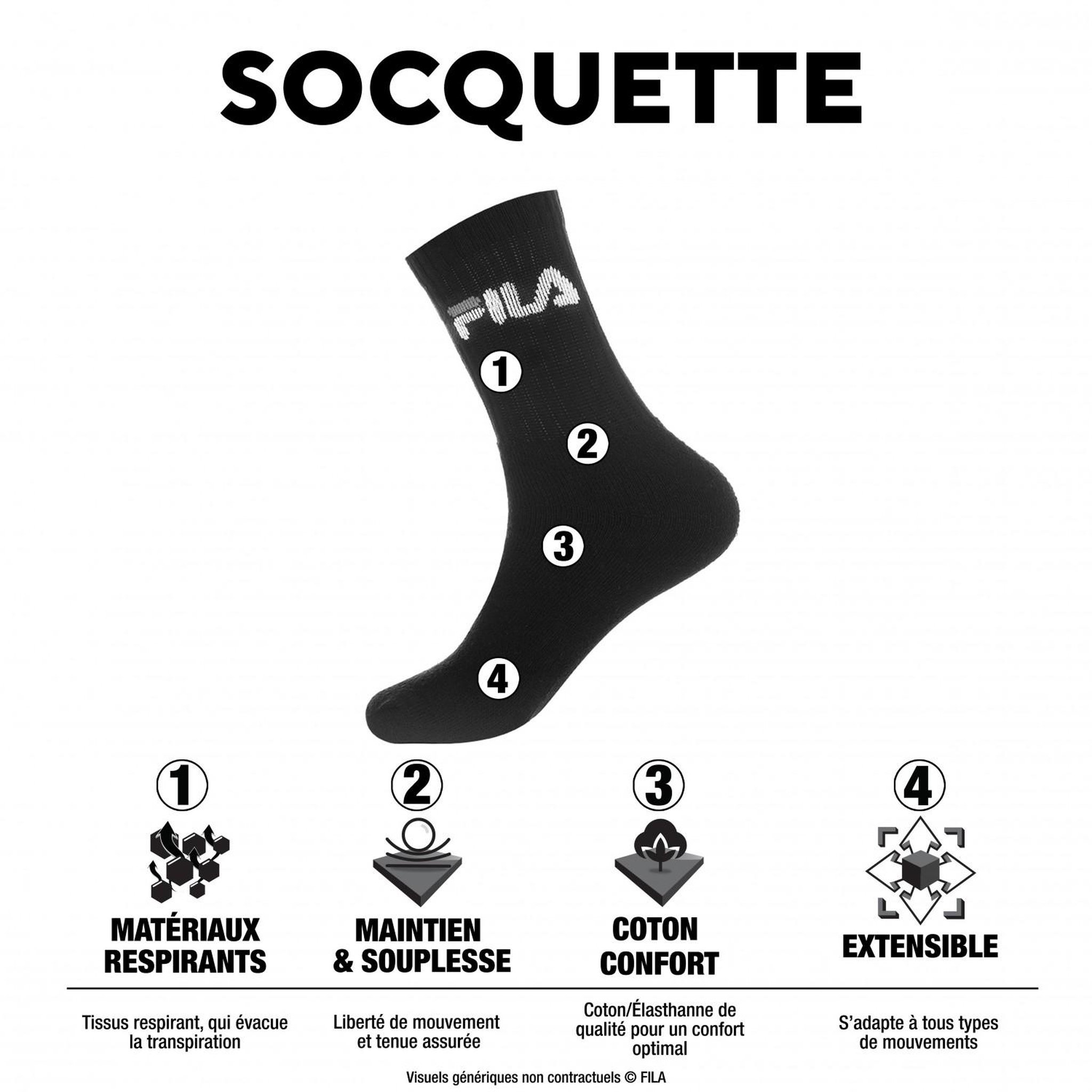 Voir la diapositive 2 : FILA Lot de 3 paires de chaussettes socquettes homme