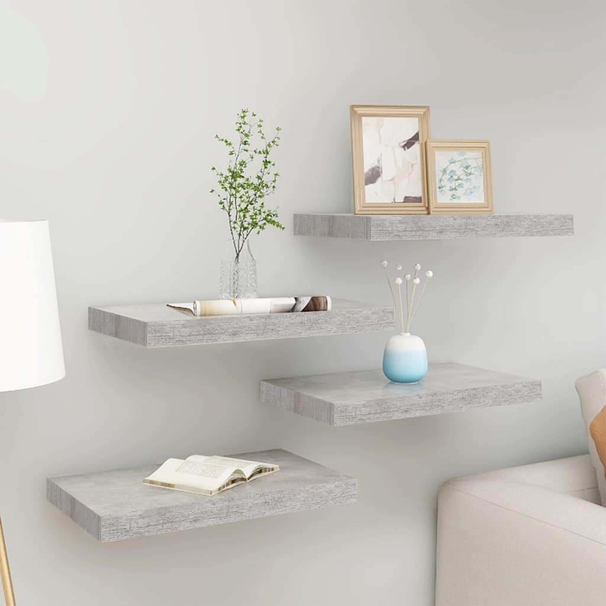 Voir la diapositive 1 : VIDAXL Etageres murales flottantes 4 pcs gris beton 50x23x3,8 cm MDF