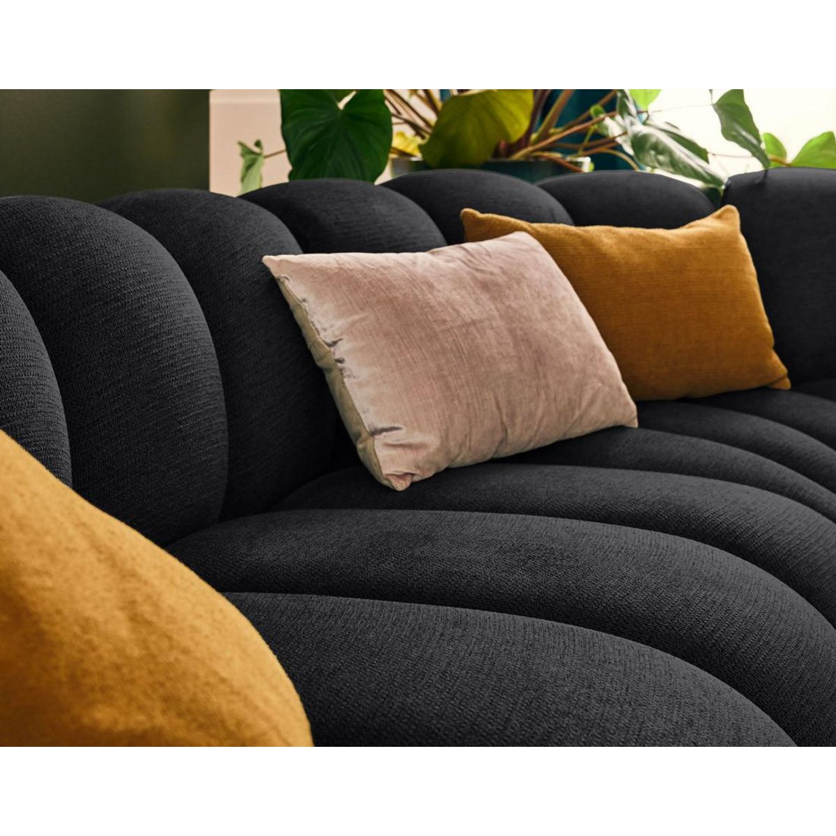 LISA DESIGN Debbie - canapé modulable d'angle droit 5 places en tissu texturé