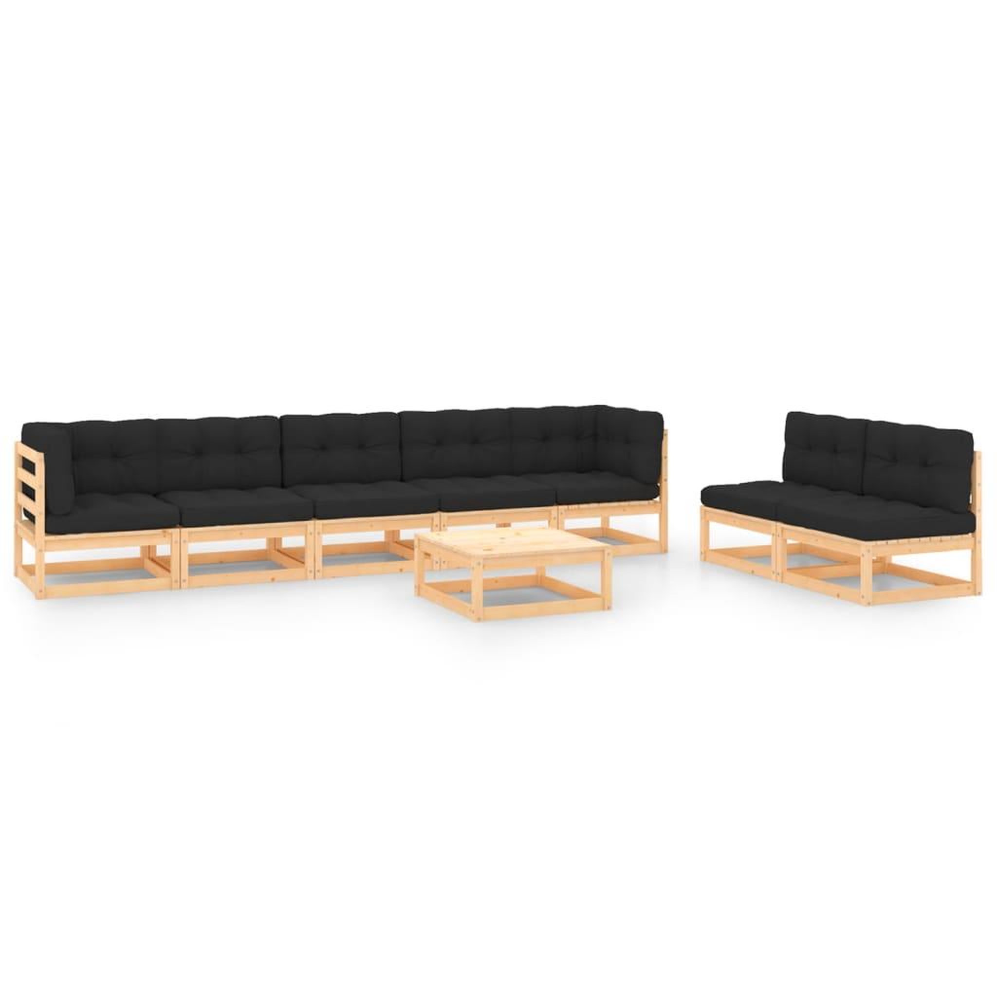 Voir la diapositive 1 : VIDAXL Salon de jardin 8 pcs avec coussins Bois de pin massif