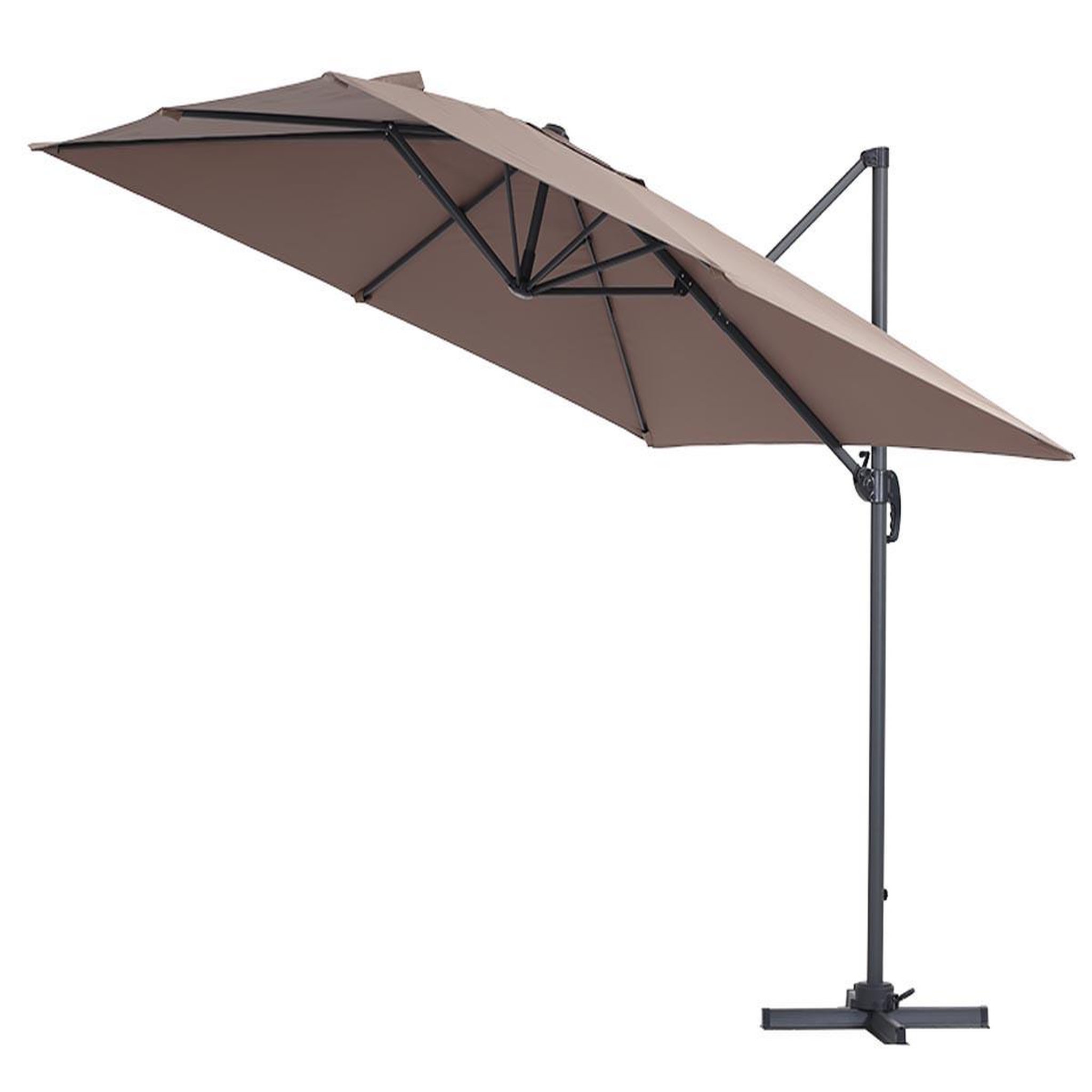 Voir la diapositive 2 : Habitat et Jardin Parasol déporté  sun 3  - 3 x 3 m - taupe