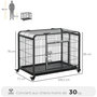 Voir la diapositive 3 : PAWHUT Cage pour chien pliable cage de transport sur roulettes 2 portes verrouillables plateau amovible dim. 109,5L x 71l x 78H cm métal gris noir