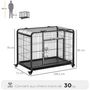 Voir la diapositive 3 : PAWHUT Cage pour chien pliable cage de transport sur roulettes 2 portes verrouillables plateau amovible dim. 109,5L x 71l x 78H cm métal gris noir