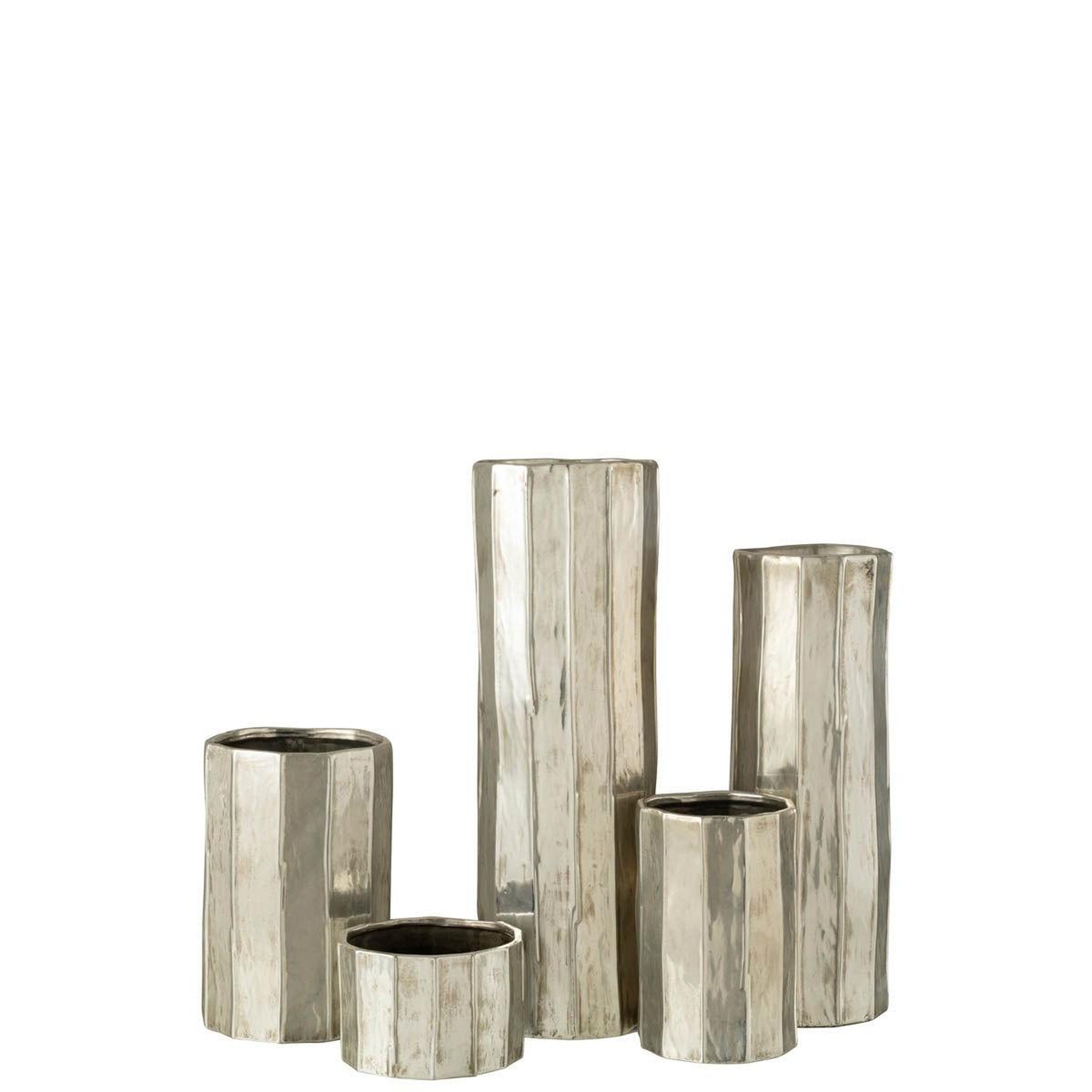 Voir la diapositive 2 : J-LINE Vase design en argile  ary  50cm argent