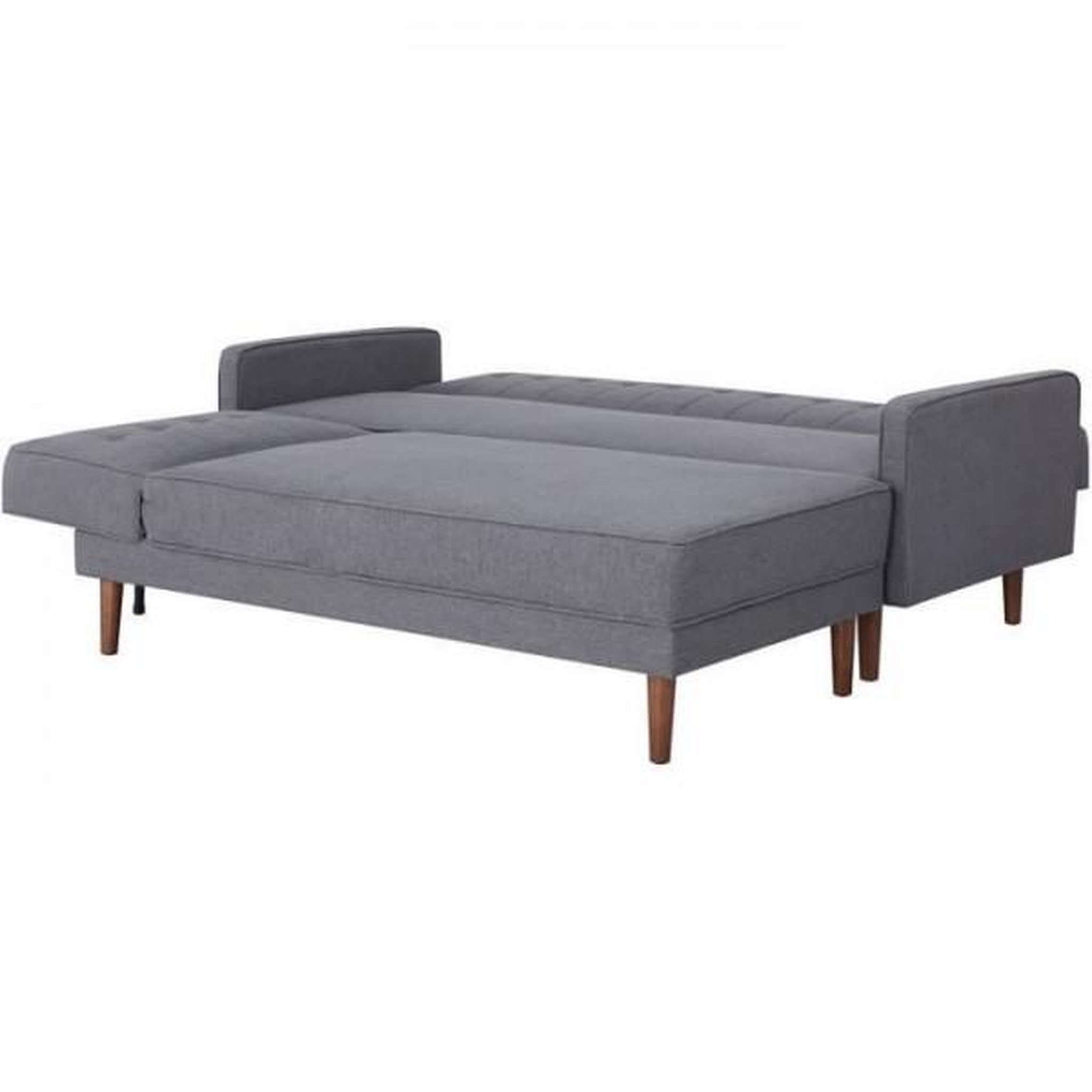Voir la diapositive 3 : MARKET24 Canapé d'angle convertible 3 places réversible - Tissu gris foncé - Pieds en bois - L 286 x P 169 x H 80 cm - IMANIA