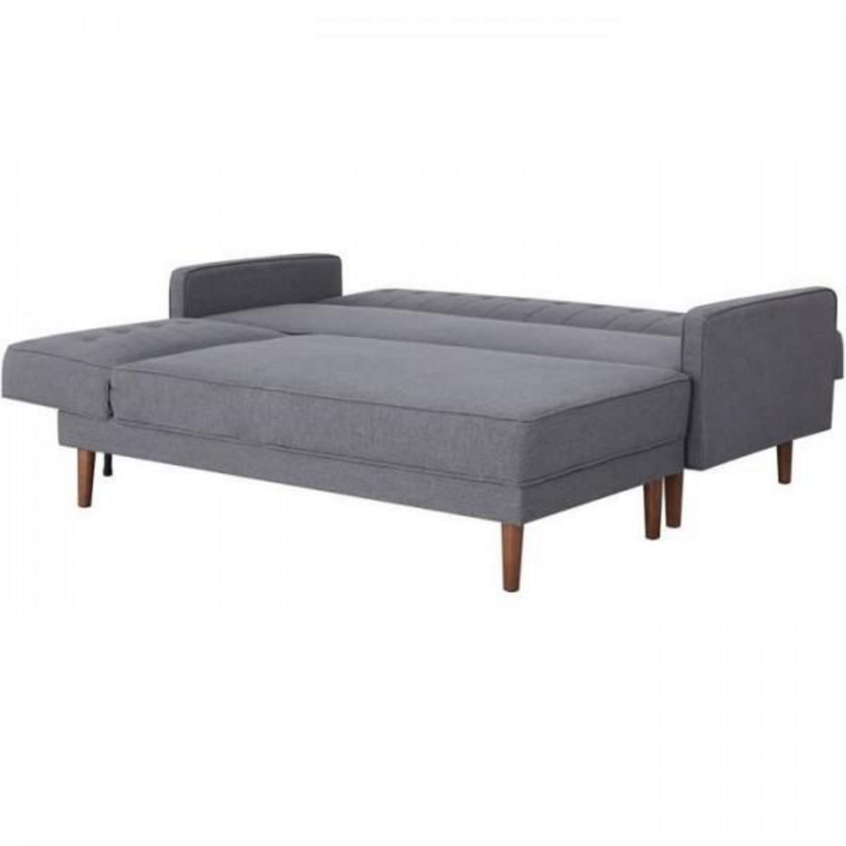 MARKET24 Canapé d'angle convertible 3 places réversible - Tissu gris foncé - Pieds en bois - L 286 x P 169 x H 80 cm - IMANIA