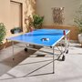 SWEEEK Table de ping pong OUTDOOR bleue - table pliable avec 4 raquettes et 6 balles. pour utilisation extérieure. sport tennis de table