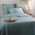 Lovely Casa Couvre lit boutis réversible 240x220 avec 2 taies coloris vert