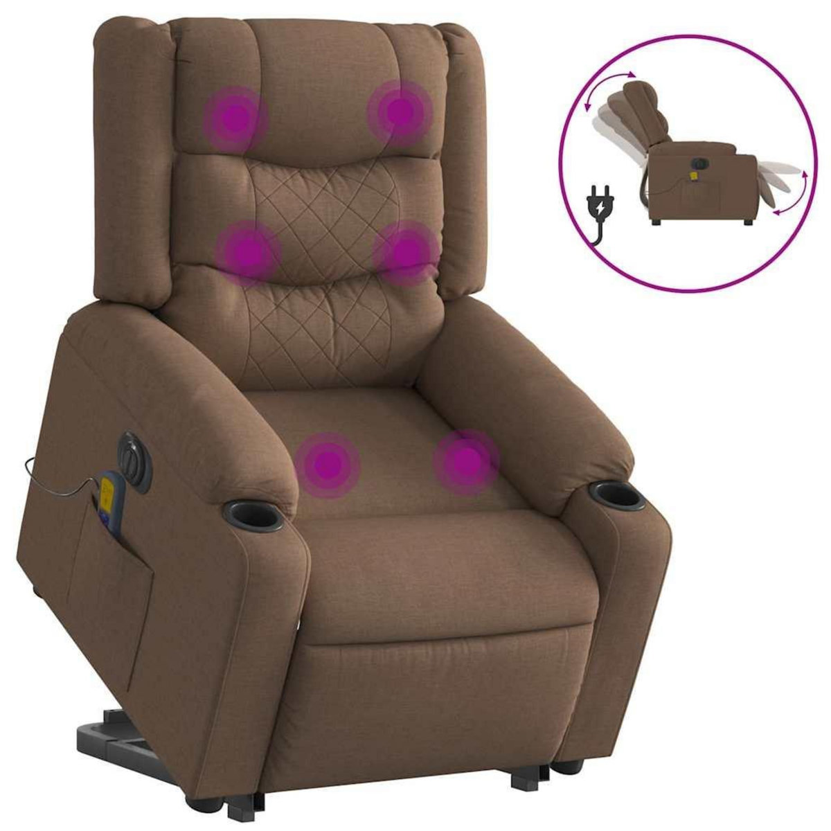 VIDAXL Fauteuil inclinable de massage electrique Marron Tissu