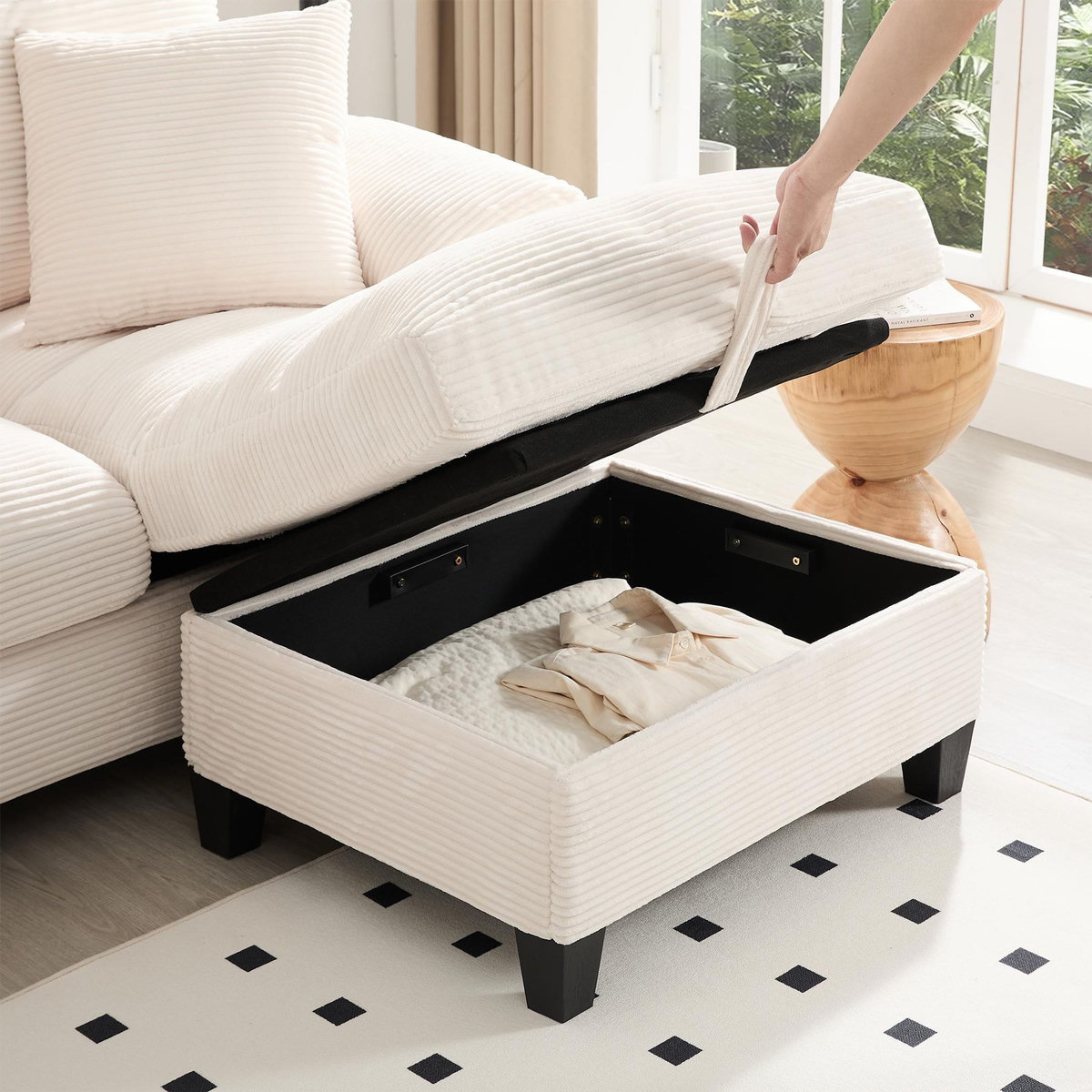 MERAX Canapé d'angle panoramique fixe 4 places tissu