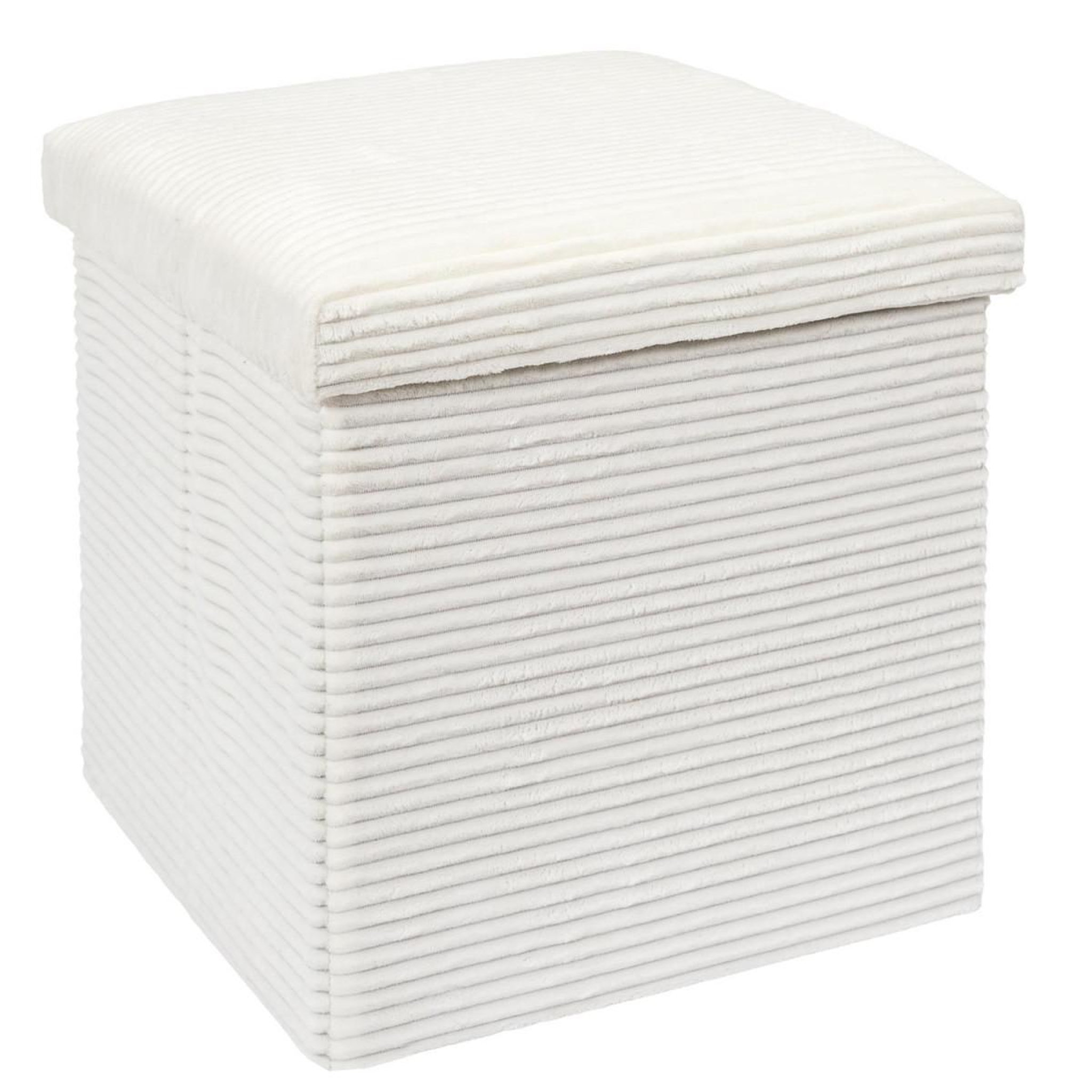 The Home Deco Factory Pouf coffre pliable côtelé  scott  38cm beige