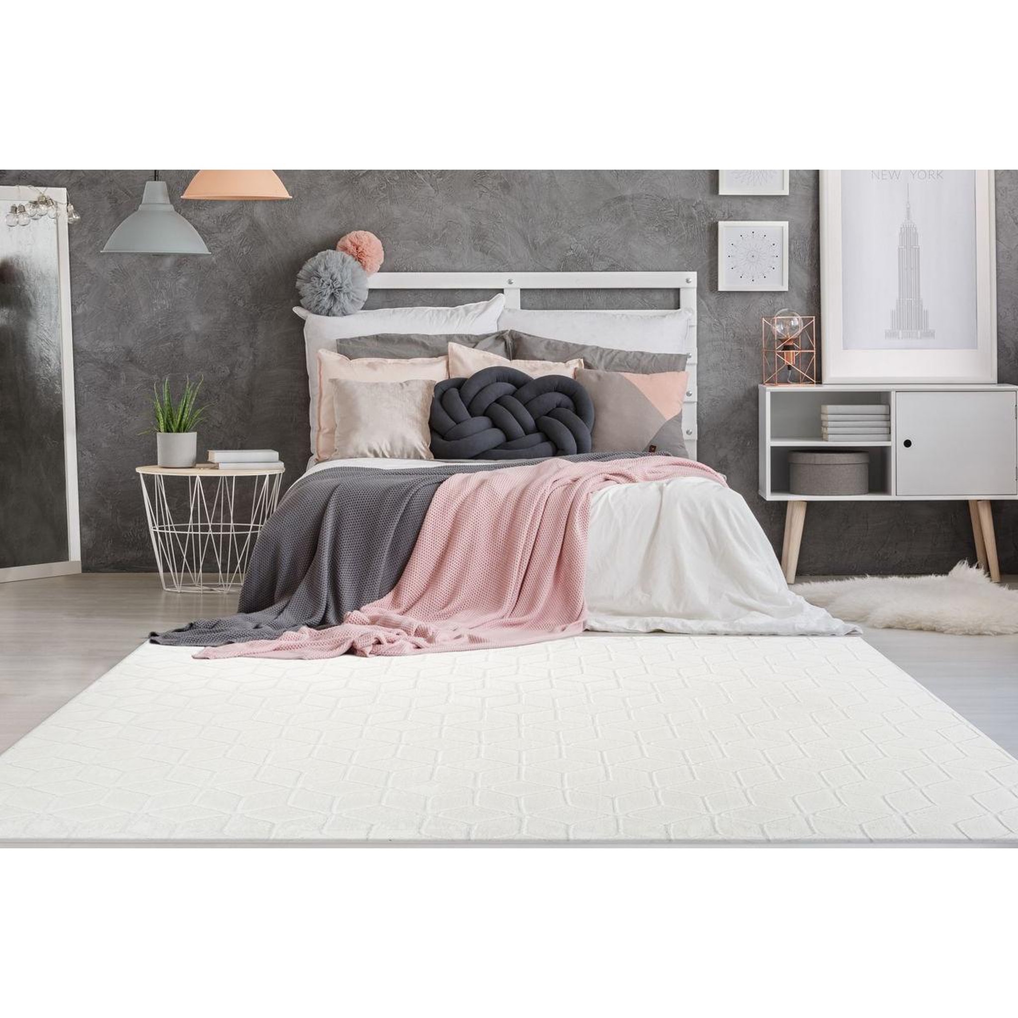 Voir la diapositive 2 : Paris Prix Tapis shaggy effet 3d  vivica  blanc