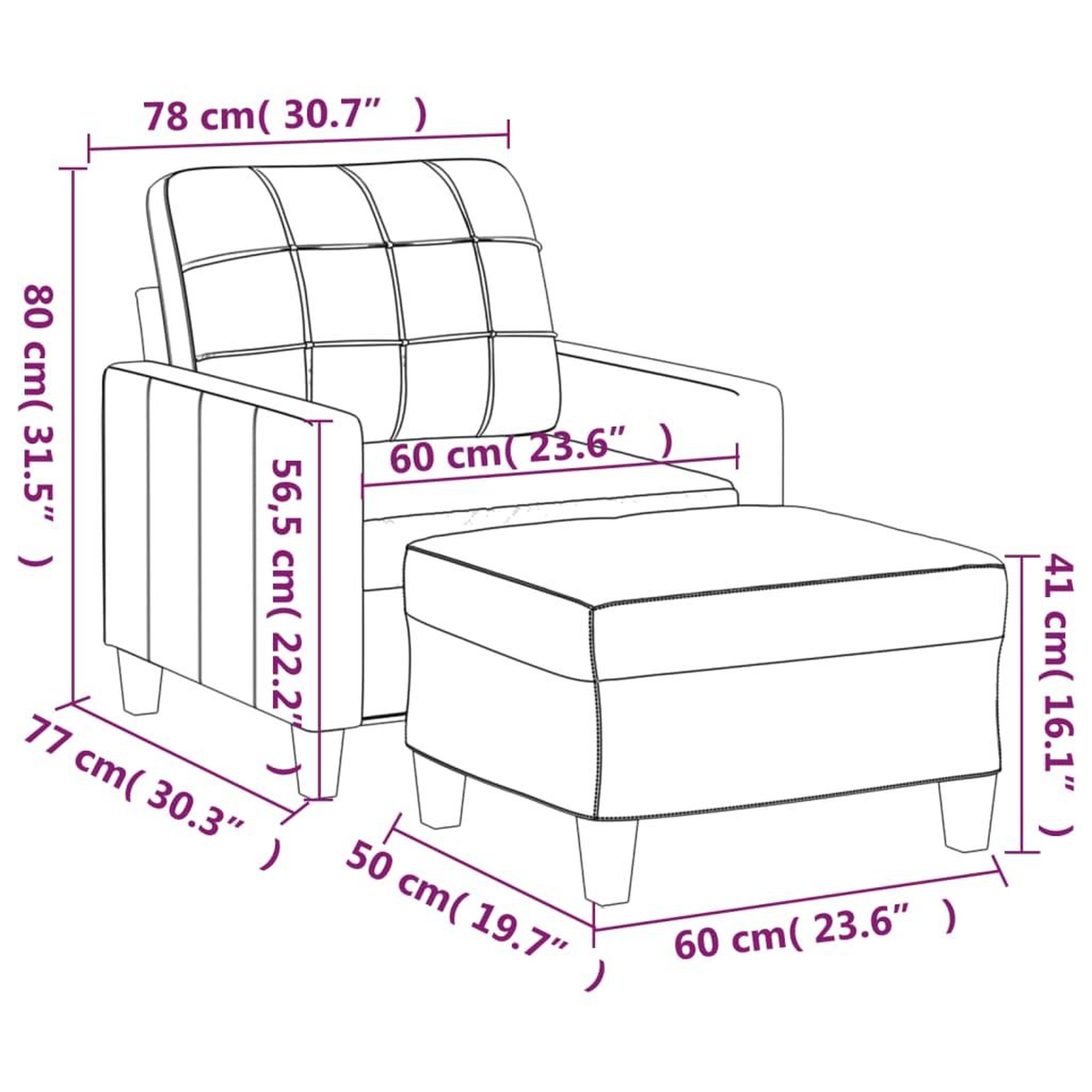 Voir la diapositive 6 : VIDAXL Fauteuil avec repose-pied Noir 60 cm Similicuir