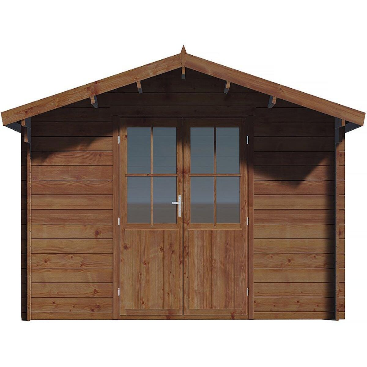 Habitat et Jardin Abri de jardin bois  traité autoclave marron  Montlaur  - 18,9 m² - 35 mm