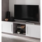 Meuble TV 2 portes 1 niche L156 cm TORINO. Coloris disponibles : Gris, Multicolore