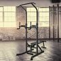 Voir la diapositive 2 : HOMCOM Station de musculation Fitness entrainement complet - barre de traction, à dips, banc de musculation pliable, poignées push-up  - acier noir