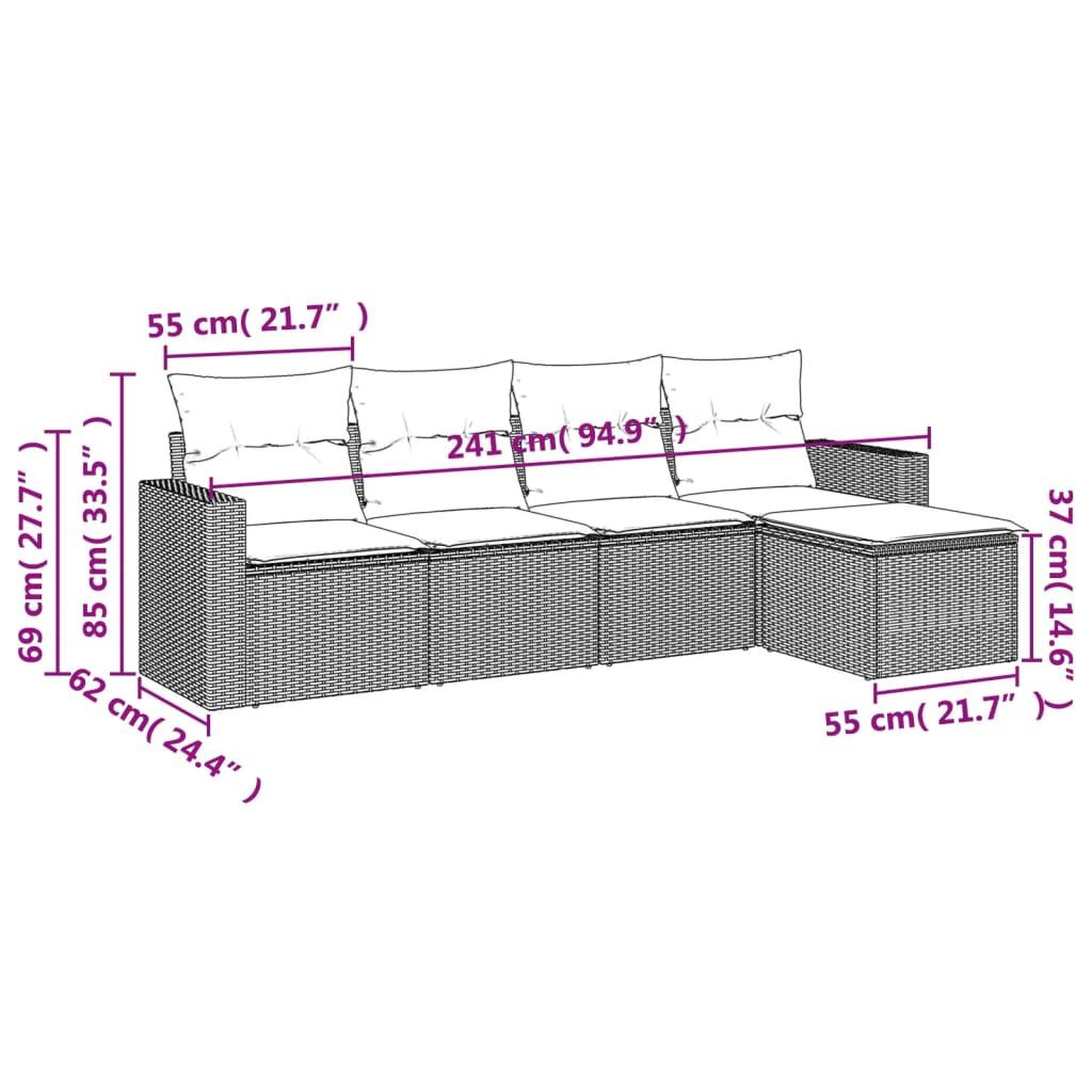 Voir la diapositive 4 : VIDAXL Salon de jardin 5 pcs avec coussins noir resine tressee