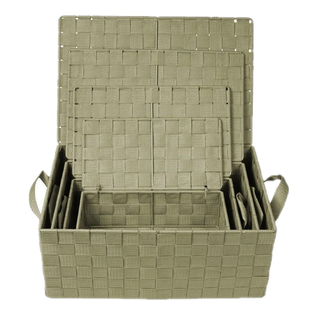 TOILINUX Lot de 4 Corbeilles avec sangles et couvercles en Polypropylène