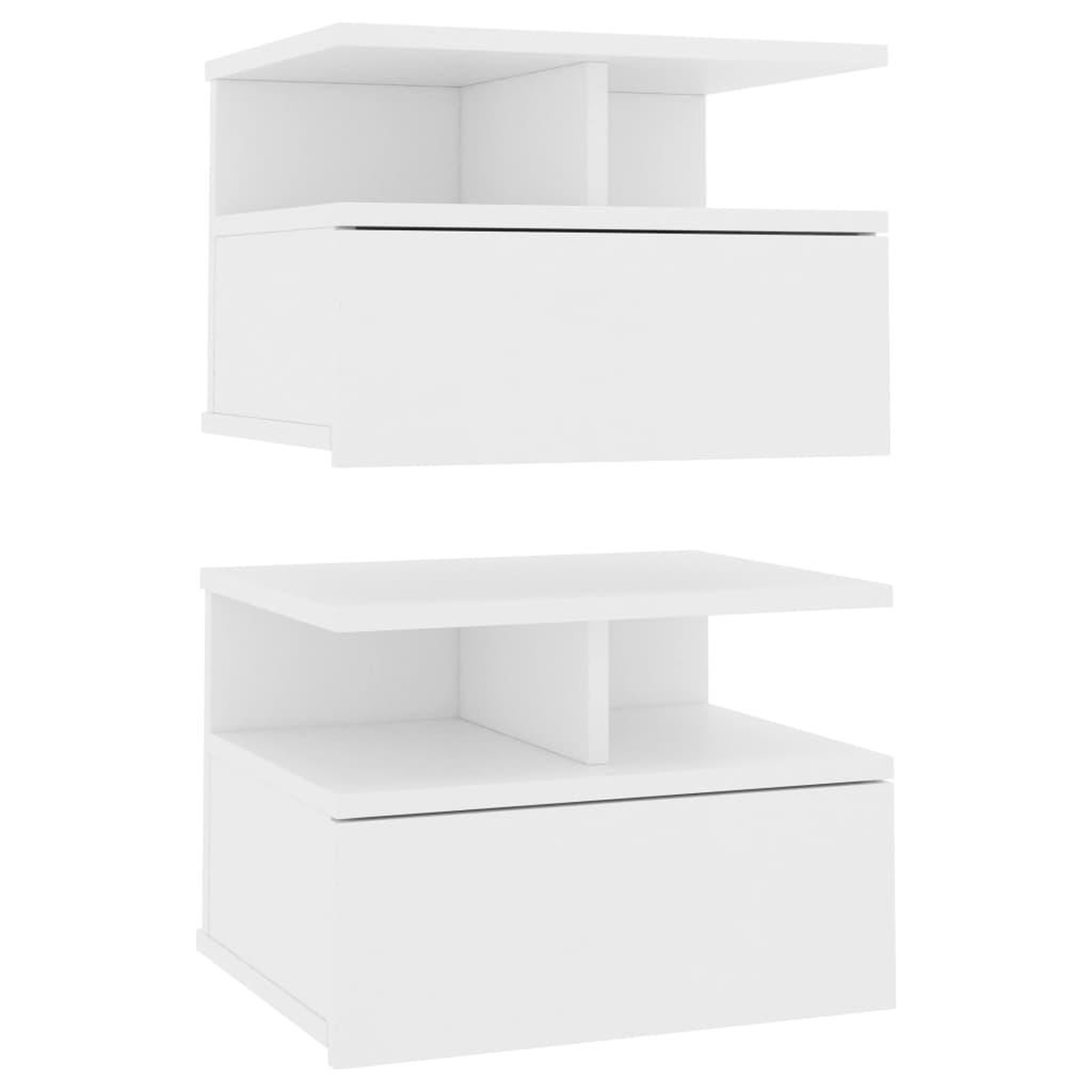 Voir la diapositive 2 : VIDAXL 800406 Tables de chevet flottantes 2 pcs Blanc Bois ingenierie