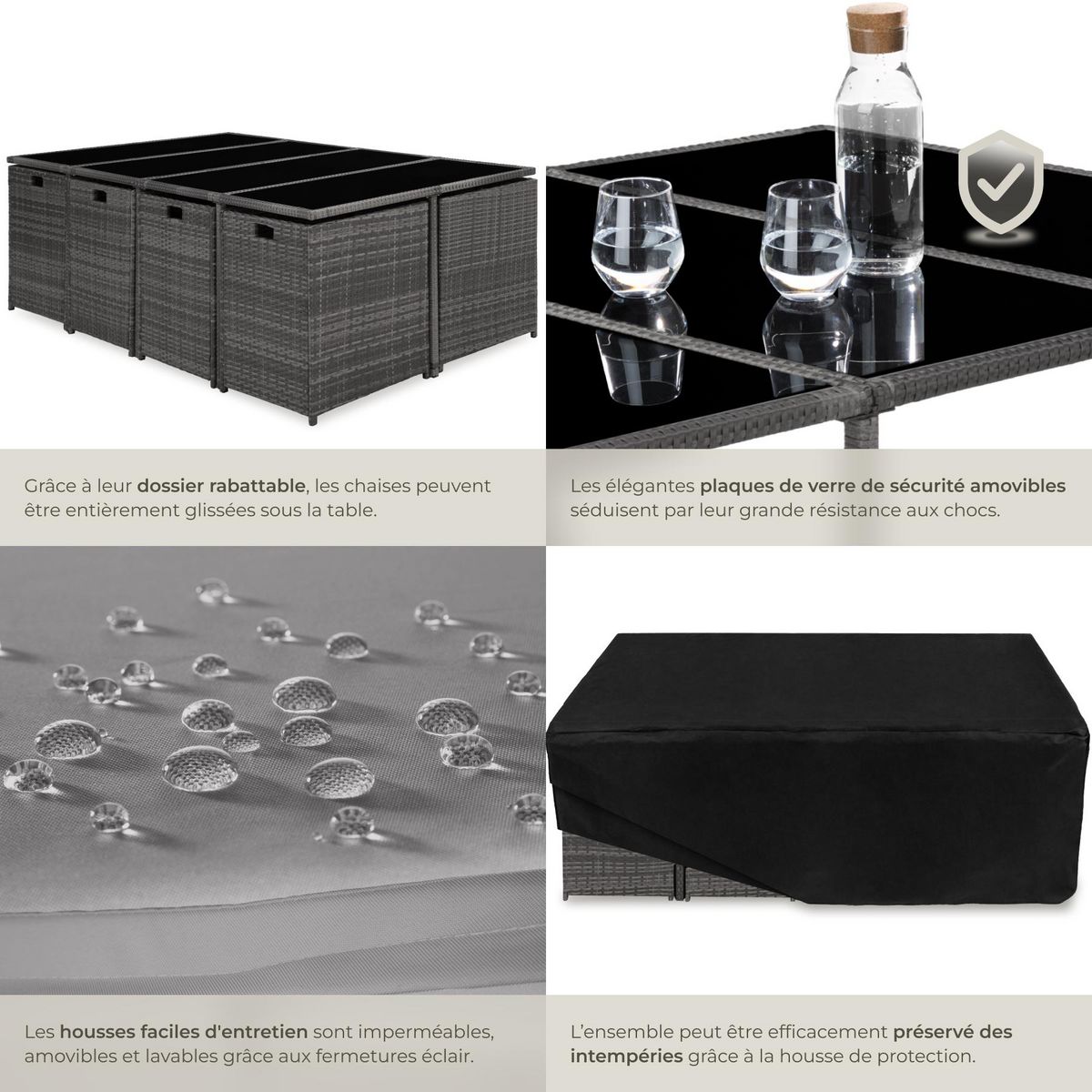 tectake Salon de jardin pour 8 à 10 personnes gris/gris clair