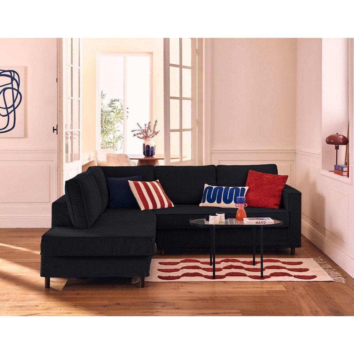 LISA DESIGN Jake - canapé déhoussable d'angle gauche 5 places en velours côtelé