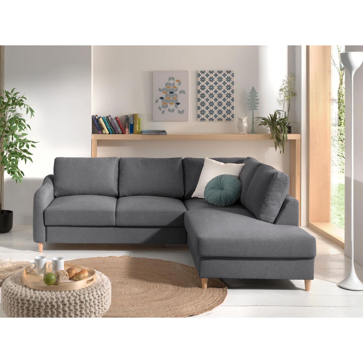 LISA DESIGN Will - canapé d'angle droit - convertible - 5 places - en tissu