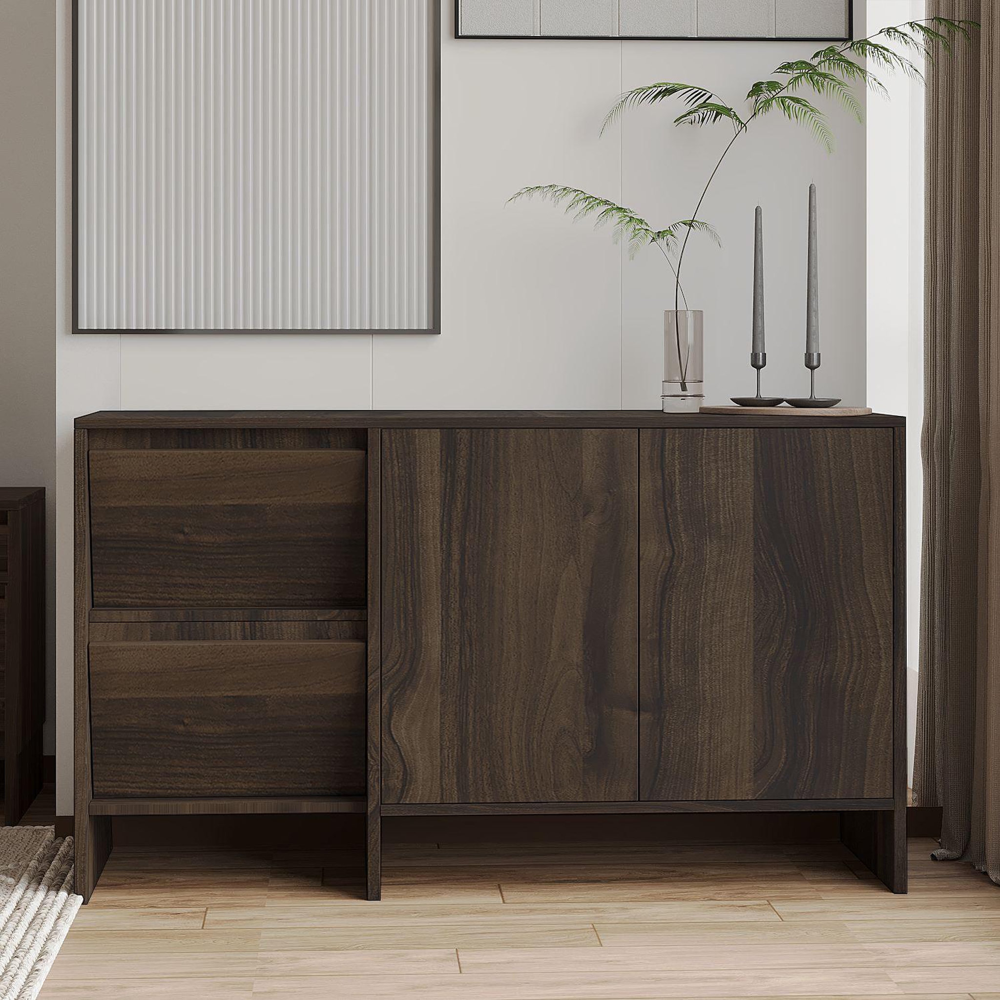 Voir la diapositive 3 : Habitat et Jardin Buffet en bois  Laris 130  - 130 x 44 x 82 cm - Marron