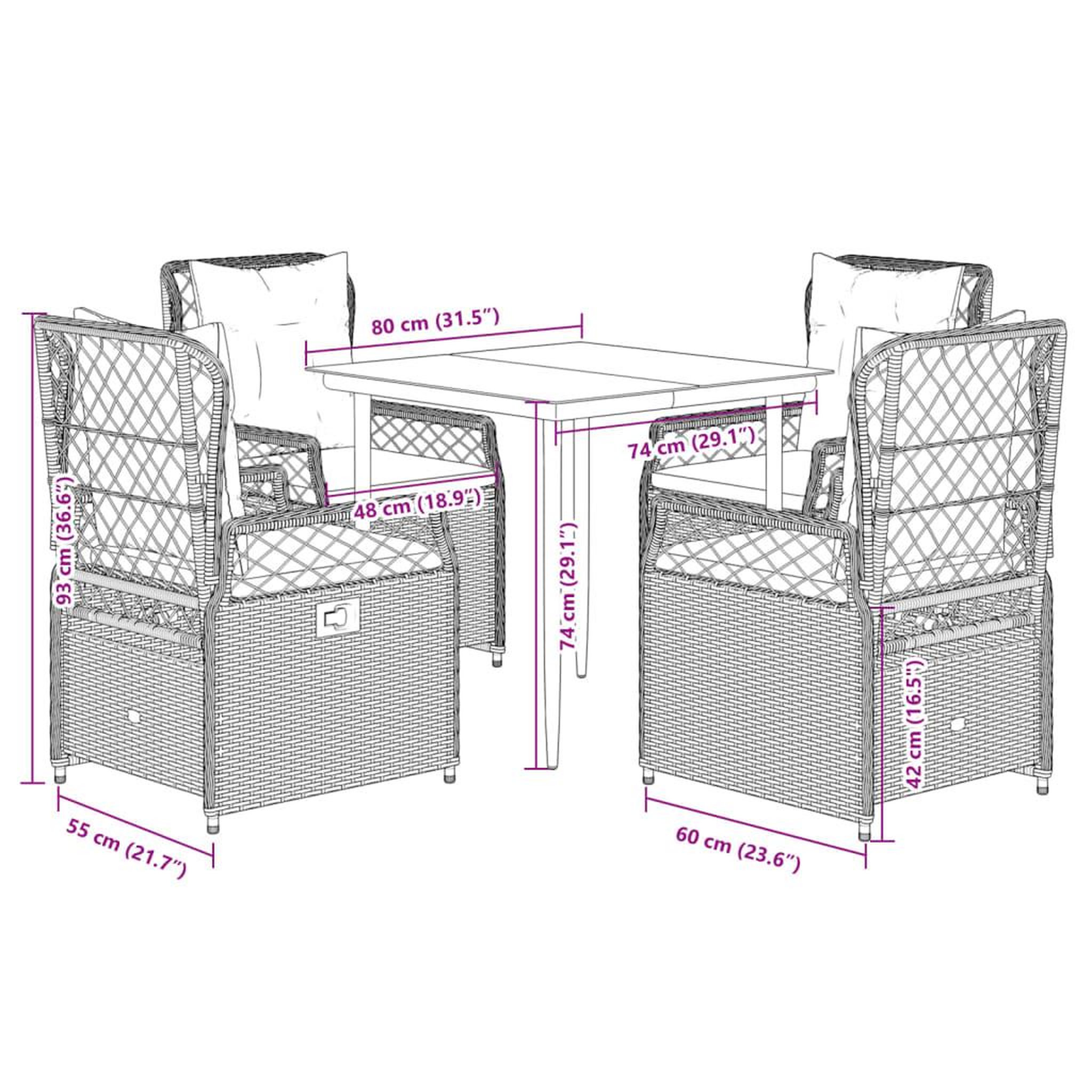 Voir la diapositive 6 : VIDAXL Ensemble a manger de jardin 5 pcs coussins gris resine tressee