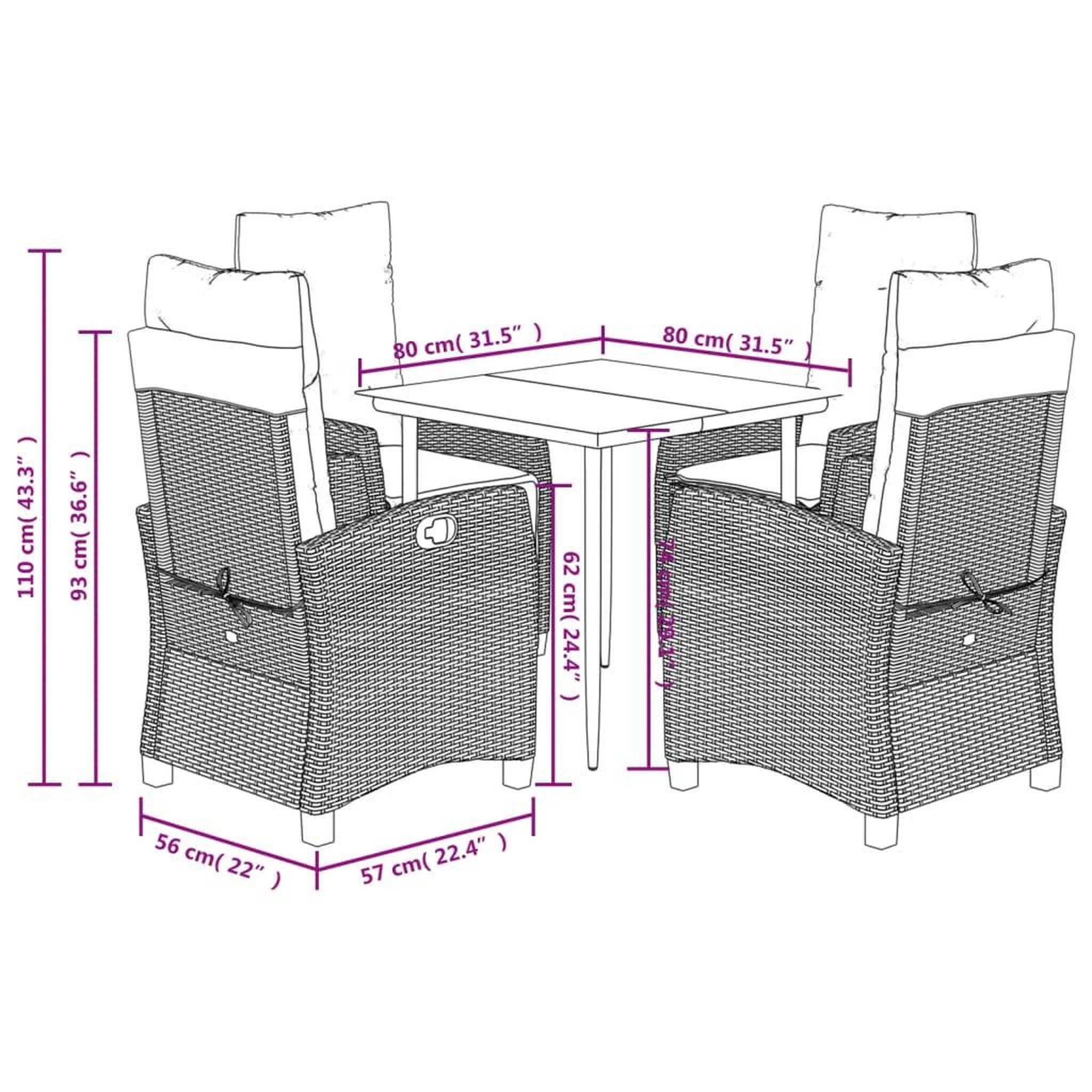 Voir la diapositive 6 : VIDAXL Ensemble a manger de jardin avec coussins 5pcs Beige poly rotin