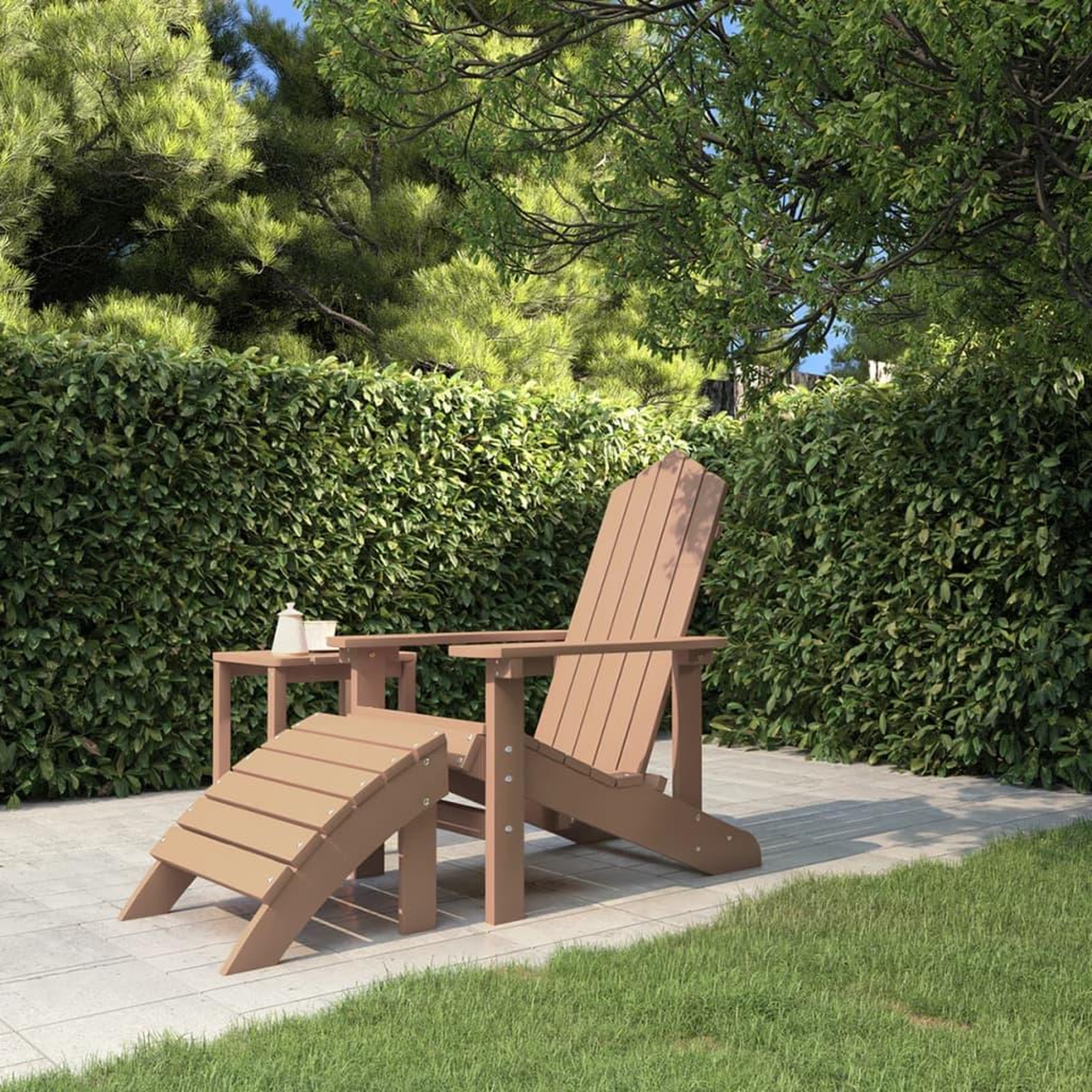 VIDAXL Chaise de jardin Adirondack avec repose-pied PEHD marron