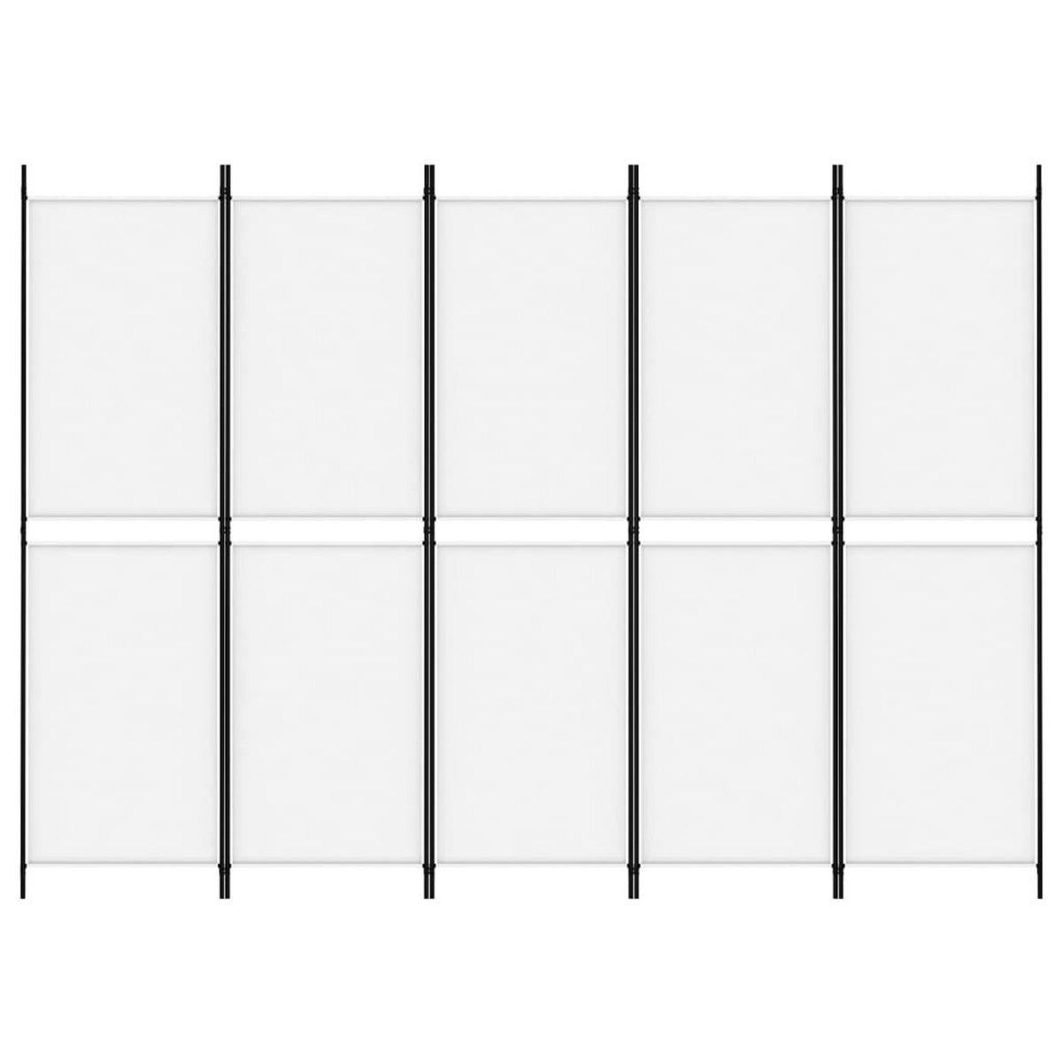 VIDAXL Cloison de separation 5 panneaux Blanc 250x180 cm Tissu