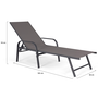 Voir la diapositive 4 : ID MARKET Lot de 2 transats de jardin inclinables FIDJI en acier gris anthracite et toile grise