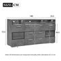 Voir la diapositive 3 : MERAX Buffet 2 porte(s) 3 tiroir(s) - 140 cm gris led panneau de particules