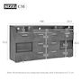 Voir la diapositive 3 : MERAX Buffet 2 porte(s) 3 tiroir(s) - 140 cm gris led panneau de particules