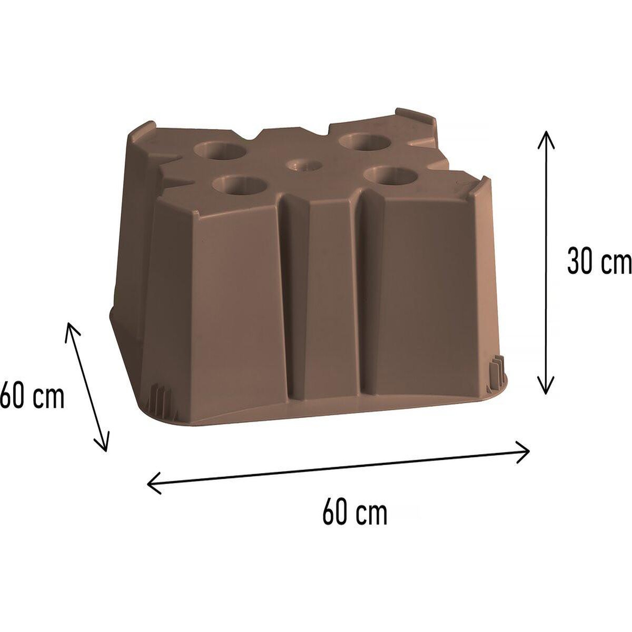 Voir la diapositive 3 : Habitat et Jardin Socles pour récupérateur d'eau 200 et 350 L -  60 x 60 x 30 cm - Taupe