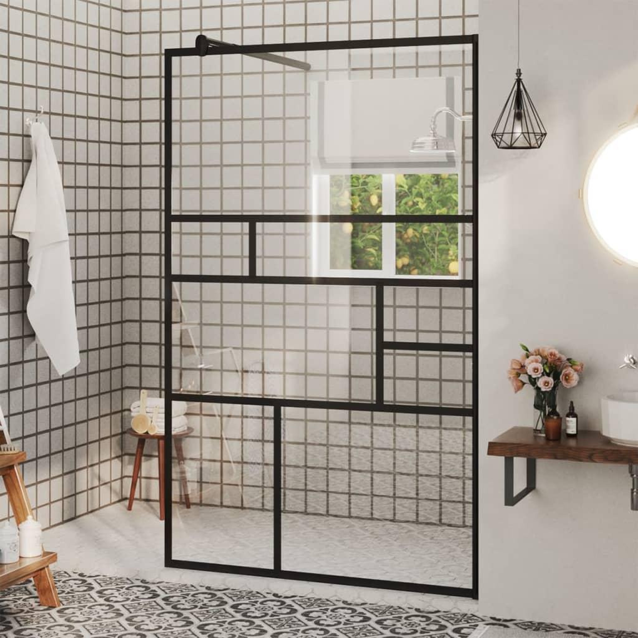 Voir la diapositive 1 : VIDAXL Paroi de douche a verre ESG transparent 100x195 cm Noir