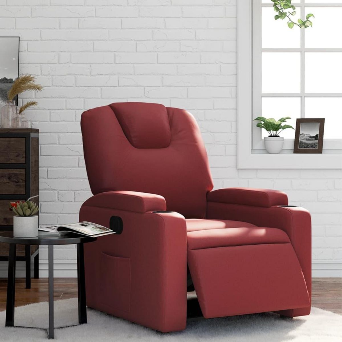 VIDAXL Fauteuil inclinable electrique Rouge bordeaux Similicuir