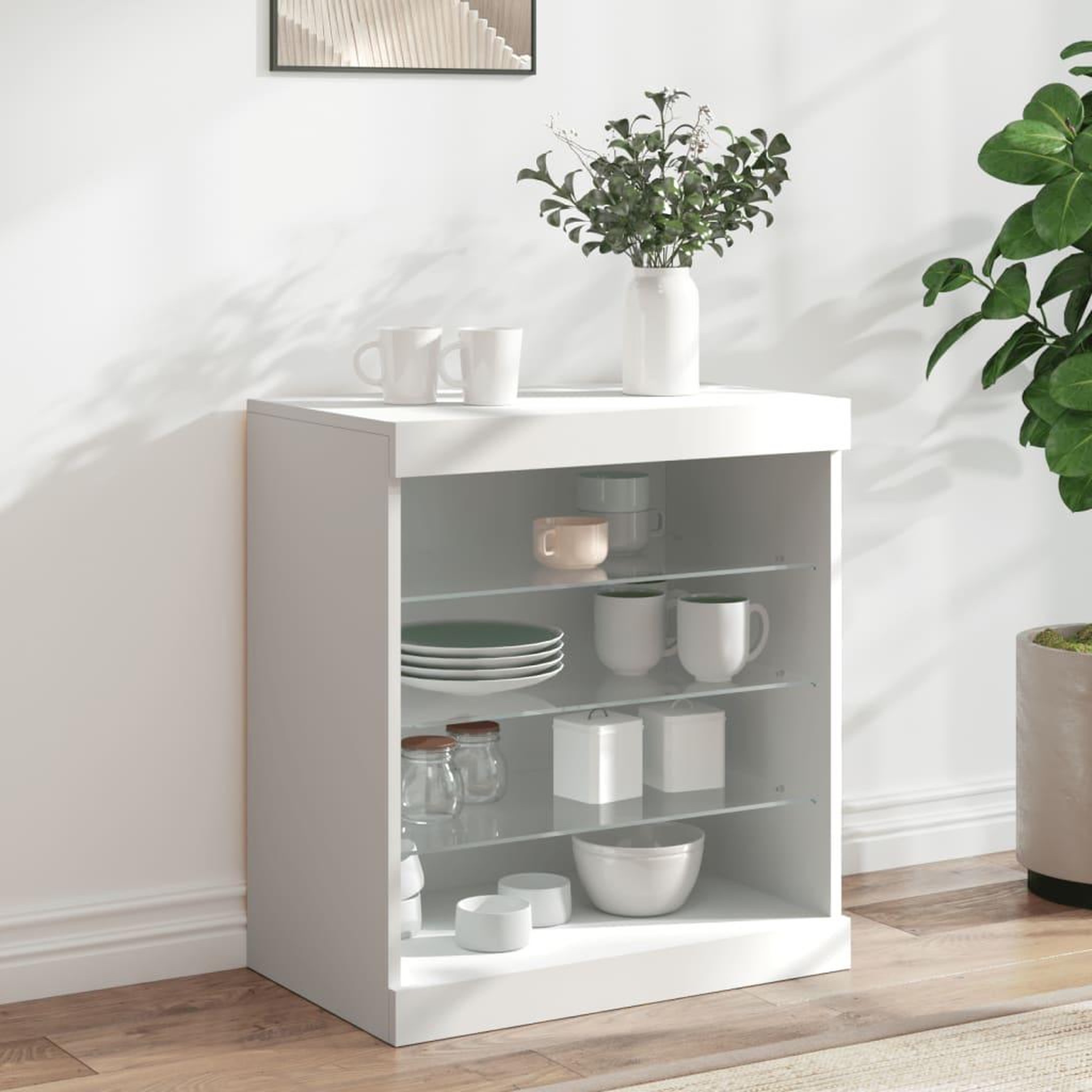 VIDAXL Buffet avec lumieres LED blanc 60,5x37x67 cm