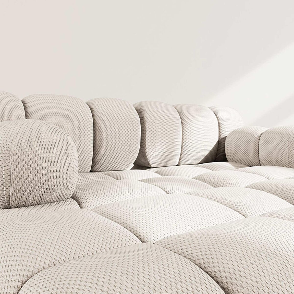 LISA DESIGN Ruby - canapé droit 4 places avec double méridienne - assise profonde - en velours texturé