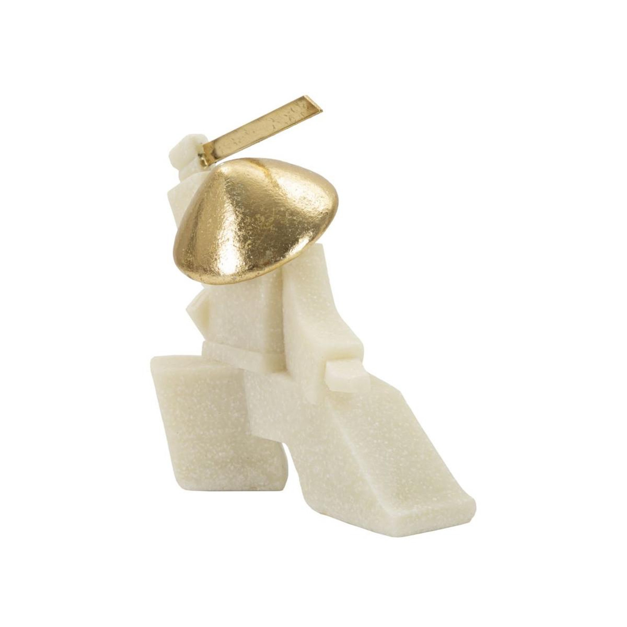 Voir la diapositive 2 : Paris Prix Statuette déco samouraï  odab  18cm blanc & or